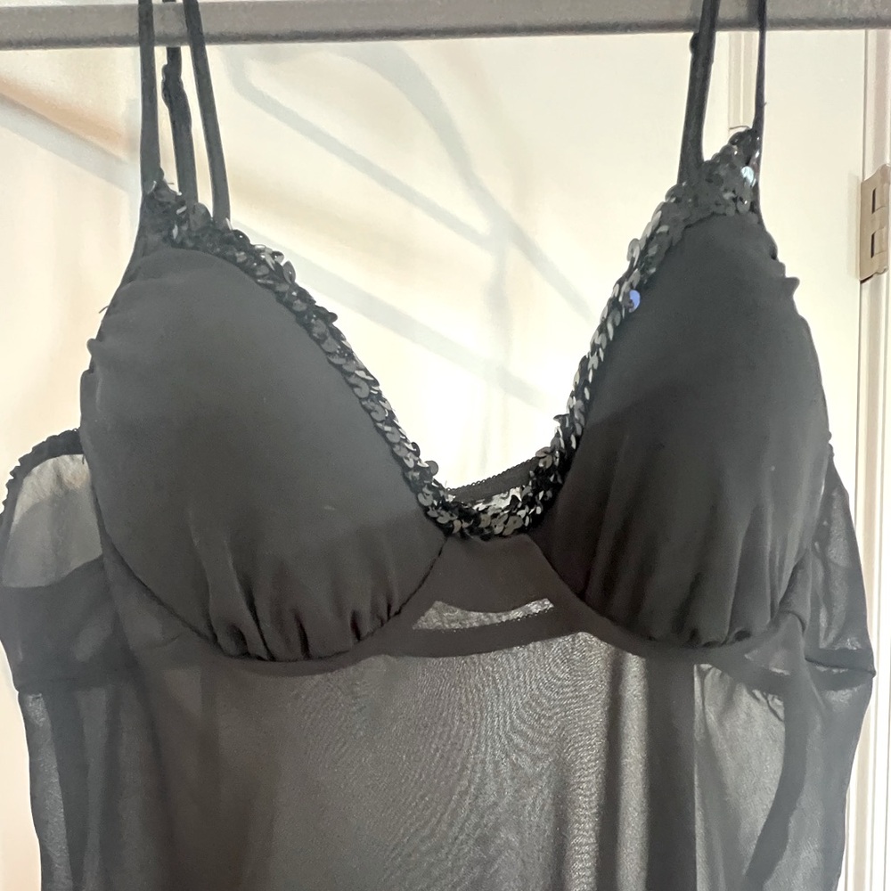 Enchanting brand black lingerie gown.